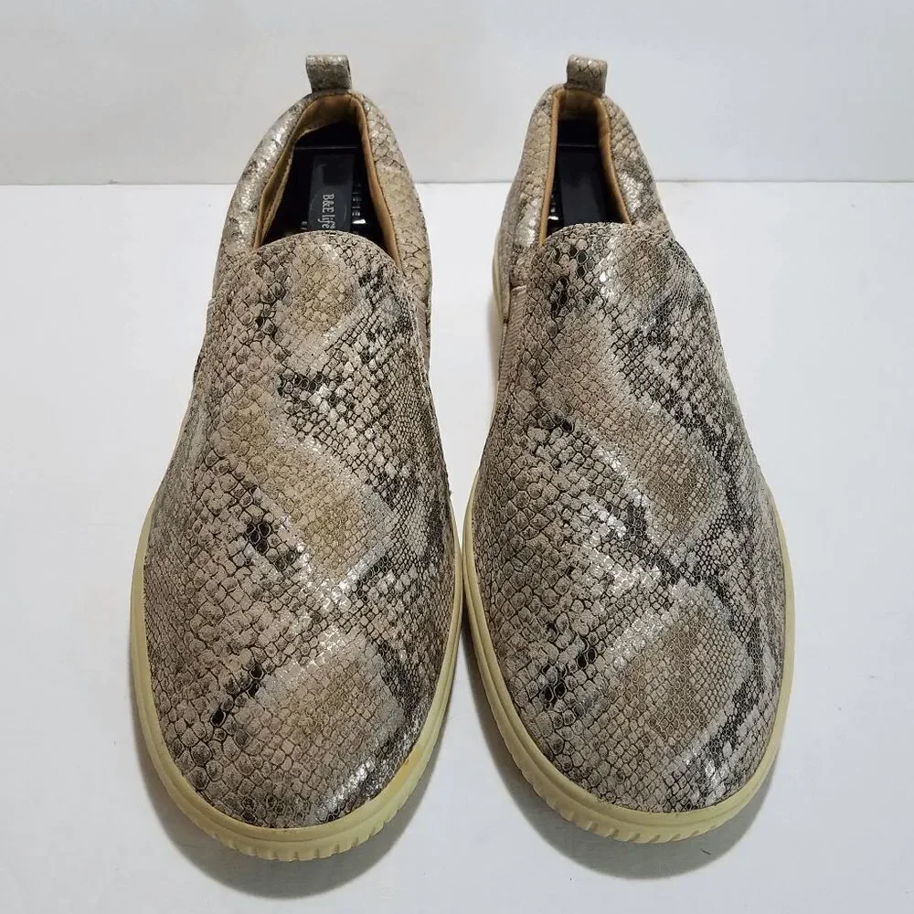 Nurture Brayline Slip On Snake Print Leather Sneakers Shoes Womens Sz 7.5